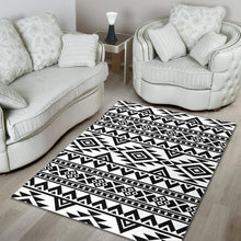 Load image into Gallery viewer, White And Black Aztec Pattern Print Area Rug
