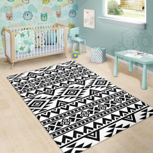 Load image into Gallery viewer, White And Black Aztec Pattern Print Area Rug
