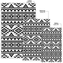 Load image into Gallery viewer, White And Black Aztec Pattern Print Area Rug

