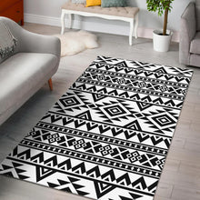 Load image into Gallery viewer, White And Black Aztec Pattern Print Area Rug
