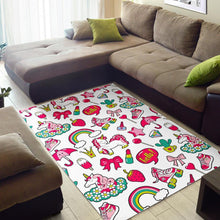 Load image into Gallery viewer, White Girly Unicorn Pattern Print Area Rug
