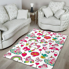 Load image into Gallery viewer, White Girly Unicorn Pattern Print Area Rug
