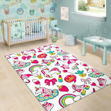 Load image into Gallery viewer, White Girly Unicorn Pattern Print Area Rug
