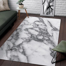 Load image into Gallery viewer, White Gray Marble Print Area Rug
