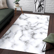 Load image into Gallery viewer, White Grey Smoke Marble Print Area Rug
