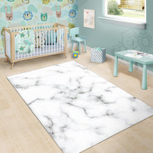 Load image into Gallery viewer, White Grey Smoke Marble Print Area Rug
