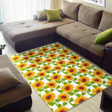 Load image into Gallery viewer, White Watercolor Sunflower Pattern Print Area Rug

