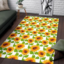 Load image into Gallery viewer, White Watercolor Sunflower Pattern Print Area Rug

