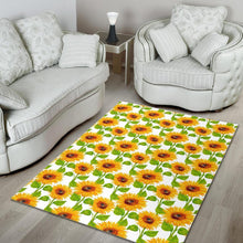 Load image into Gallery viewer, White Watercolor Sunflower Pattern Print Area Rug
