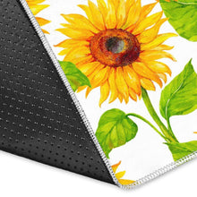 Load image into Gallery viewer, White Watercolor Sunflower Pattern Print Area Rug
