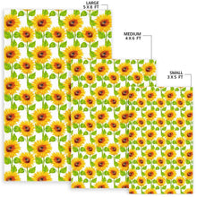 Load image into Gallery viewer, White Watercolor Sunflower Pattern Print Area Rug
