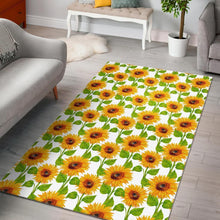 Load image into Gallery viewer, White Watercolor Sunflower Pattern Print Area Rug
